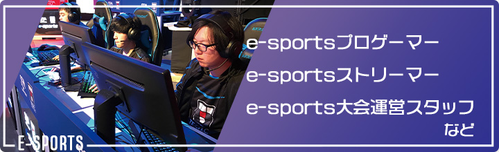 e-sportsプロゲーマー、e-sportsストリーマー、e-sports大会運営スタッフ